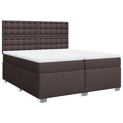 Boxspring - Krevet s oprugama i madracem tamnosmeđi 200x200 cm od tkanine - Tamno smeđa 200 x 200 cm gumbi Tamno smeđa Cijena