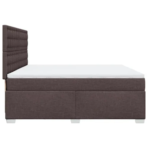 Boxspring - Krevet s oprugama i madracem tamnosmeđi 200x200 cm od tkanine - Tamno smeđa 200 x 200 cm gumbi Tamno smeđa Cijena