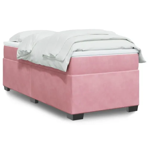 Box spring krevet s madracem ružičasti 90x200 cm baršunasti - Ružičasta 90 x 200 cm Cijena