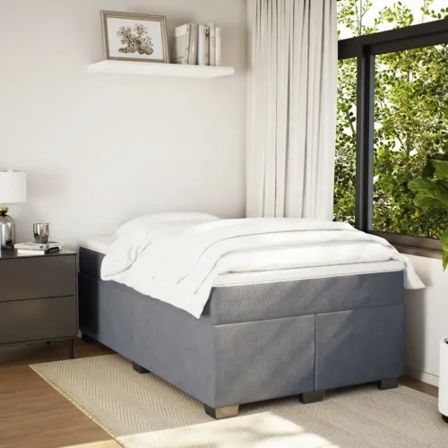 Box spring krevet s madracem tamnosivi 120 x 200 cm baršunasti - Tamno siva 120 x 200 cm Cijena
