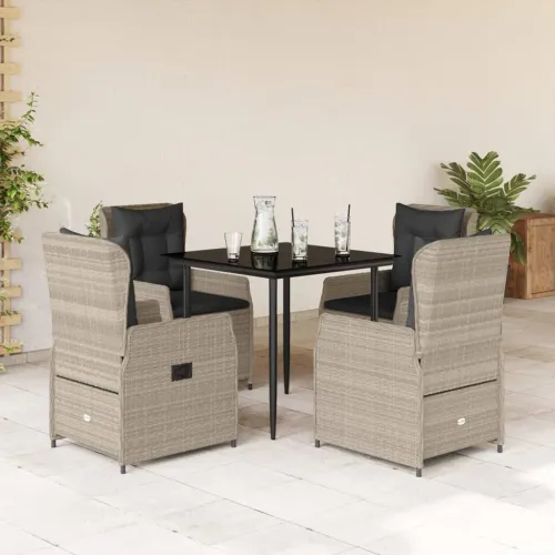 Vrtna garnitura - 5-dijelni vrtni blagovaonski set od poliratana s jastucima sivi - Svjetlosiva 80 x 80 x 74 cm 4 Cijena