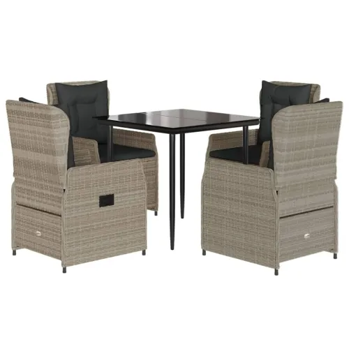 Vrtna garnitura - 5-dijelni vrtni blagovaonski set od poliratana s jastucima sivi - Svjetlosiva 80 x 80 x 74 cm 4 Cijena