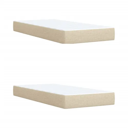 Boxspring - Krevet s oprugama i madracem krem 200 x 200 cm od tkanine - Krema 200 x 200 cm gumbi Krema Cijena