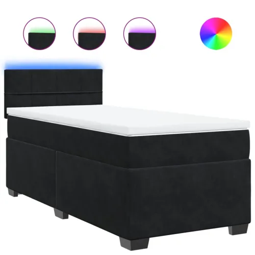Box spring krevet s madracem crni 100x200 cm baršunasti - Crna 100 x 200 cm Blok s kvadratima Cijena