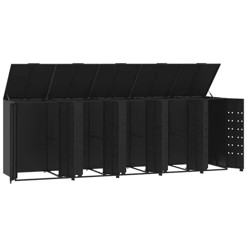 Spremište za 5 kante za otpad crno 345x79x117 cm čelično - Crna 5 poklopac s plinskim podizanjem Cijena