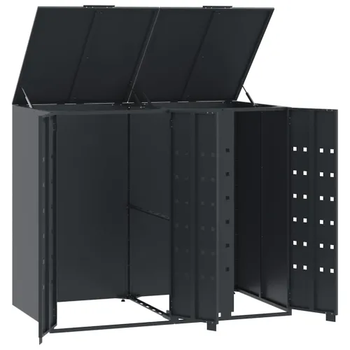 Spremište za 2 kante za otpad antracit 138x79x117 cm čelično - Antracit 2 poklopac s plinskim podizanjem Cijena