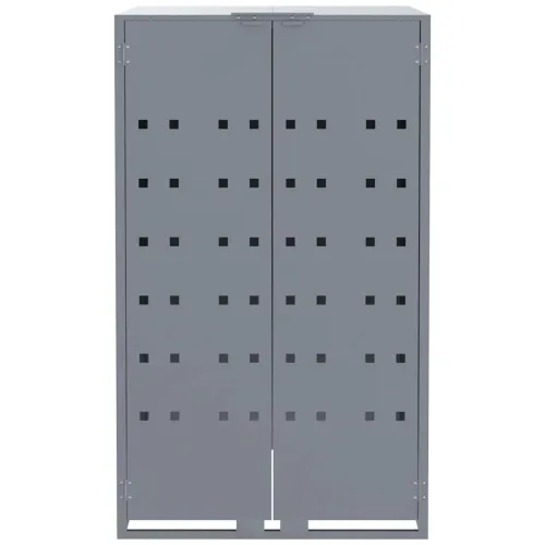Spremište za kante za smeće - Spremište za 4 kante za otpad sivo 276x79x117 cm čelično - Siva 4 poklopac s plinskim podizanjem Cijena