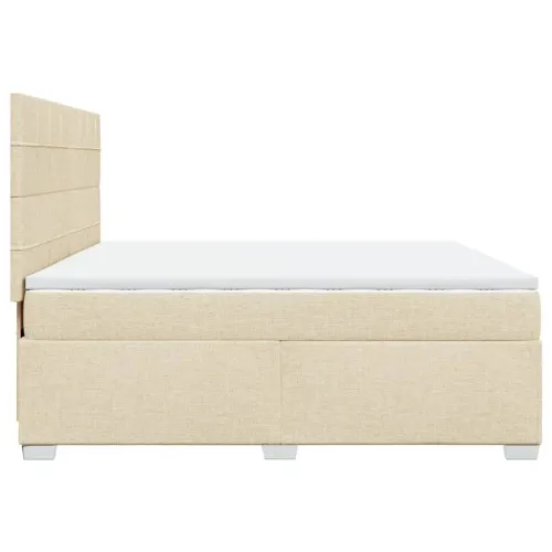 Boxspring - Krevet s oprugama i madracem krem 200 x 200 cm od tkanine - Krema 200 x 200 cm Blok s kvadratima Krema Cijena