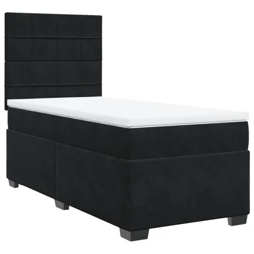 Box spring krevet s madracem crni 100x200 cm baršunasti - Crna 100 x 200 cm Blok s kvadratima Cijena