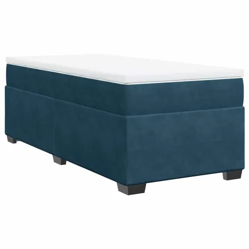 Box spring krevet s madracem tamnoplavi 90x200 cm baršunasti - Plava 90 x 200 cm Cijena