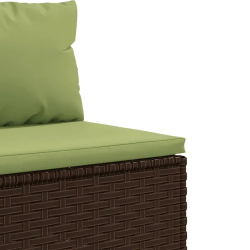 Vrtna garnitura - 4-dijelni set vrtnih sofa od poliratana s jastucima smeđi - Smeđe-zelena 3 Cijena