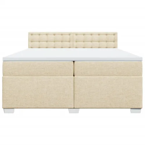 Boxspring - Krevet s oprugama i madracem krem 200 x 200 cm od tkanine - Krema 200 x 200 cm gumbi Krema Cijena