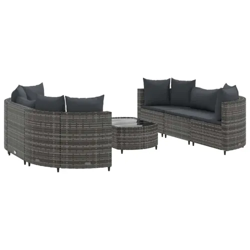 Vrtna garnitura - 7-dijelni set vrtnih sofa sivi od poliratana - Siva 6 Cijena