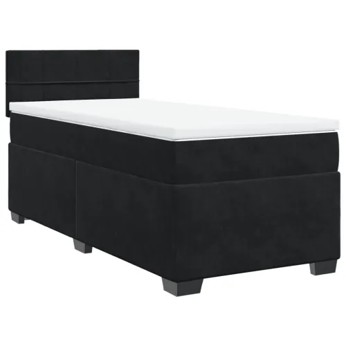 Box spring krevet s madracem crni 100x200 cm baršunasti - Crna 100 x 200 cm Blok s kvadratima Cijena