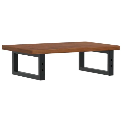 Zidna polica za Lavabo - Umivaonik od čelika i masivne hrastovine - tamno smeđa i crna 60 x 40 x 2.5 cm 1 Pravokutno Cijena