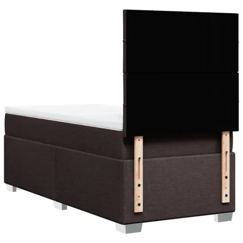 Boxspring - Krevet s oprugama i madracem tamnosmeđi 90 x 190 cm od tkanine - Tamno smeđa 90 x 190 cm Blok s kvadratima Tamno sme Cijena