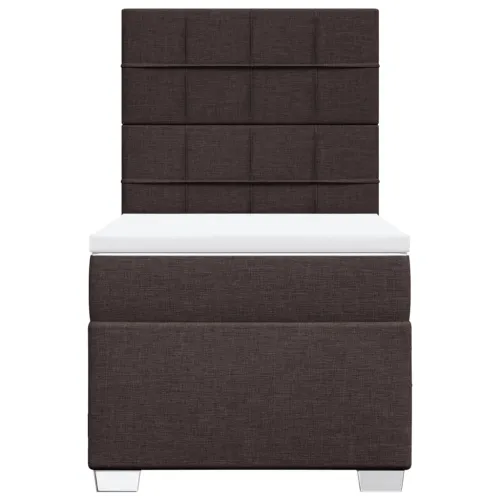 Boxspring - Krevet s oprugama i madracem tamnosmeđi 90 x 190 cm od tkanine - Tamno smeđa 90 x 190 cm Blok s kvadratima Tamno sme Cijena