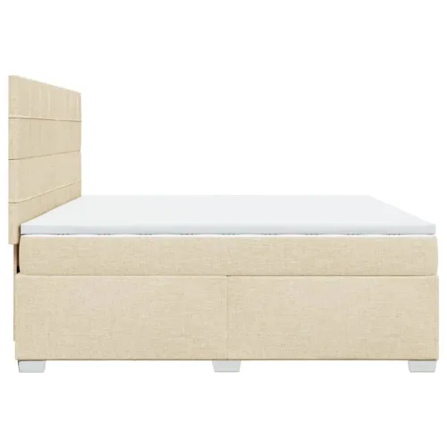 Boxspring - Krevet s oprugama i madracem krem 200 x 200 cm od tkanine - Krema 200 x 200 cm Blok s kvadratima Krema Cijena