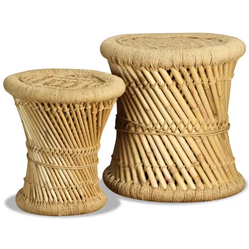 Stolci od bambusa i jute 2 kom - Smeđa 2 Cijena