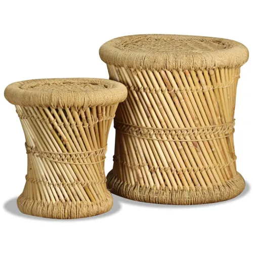 Stolci od bambusa i jute 2 kom - Smeđa 2 Cijena