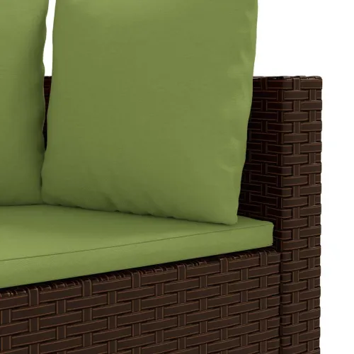 Vrtna garnitura - 5-dijelni set vrtnih sofa s jastucima poliratan smeđi - Smeđe-zelena Cijena