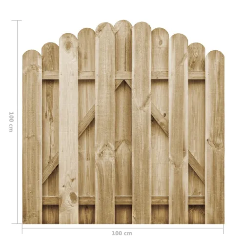 Dvorišna vrata - Vrtna vrata od impregnirane borovine 100 x 100 cm - 100 x 100 cm lučni vrh Cijena