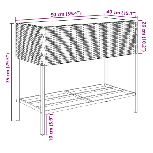 Vrtna sadilica s policom siva od poliratana - Siva 90 x 40 x 75 cm 1 Cijena