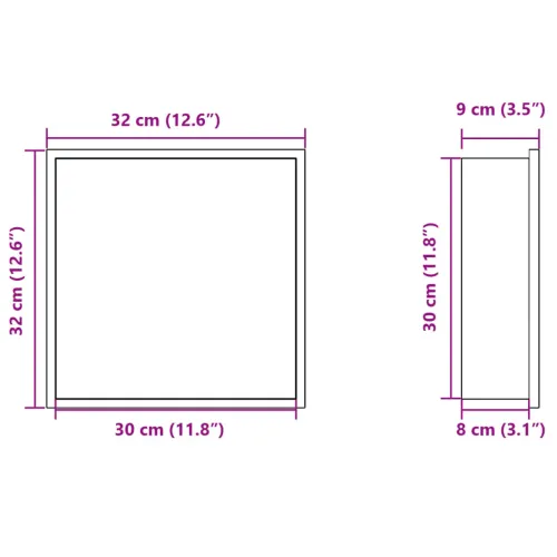 Niša za tuš mat crna 32x32x9 cm nehrđajući čelik - Crna Cijena