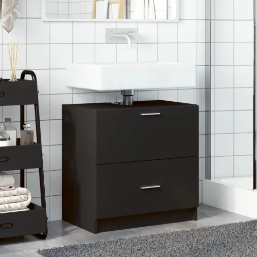 Ormarić za Lavabo - Umivaonik crni 59 x 37 x 59 cm od konstruiranog drva - Crna 59 x 37 x 59 cm Cijena