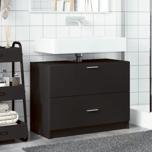Ormarić za Lavabo - Umivaonik crni 78 x 37 x 59 cm od konstruiranog drva - Crna 78 x 37 x 59 cm Cijena