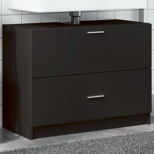 Ormarić za Lavabo - Umivaonik crni 78 x 37 x 59 cm od konstruiranog drva - Crna 78 x 37 x 59 cm Cijena