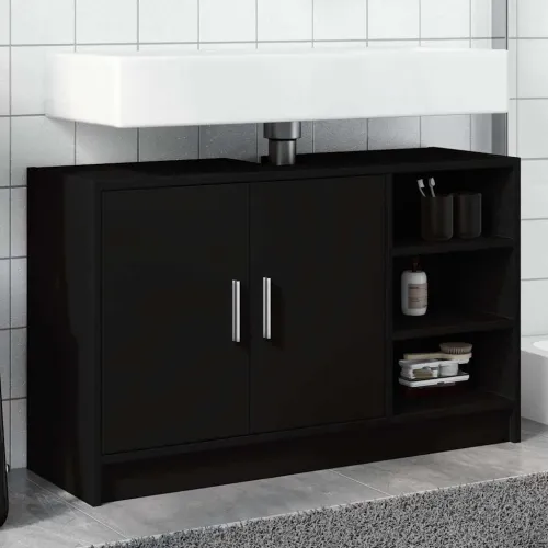Ormarić za Lavabo - Umivaonik crni 90 x 29 x 55 cm konstruirano drvo - Crna 90 x 29 x 55 cm Cijena
