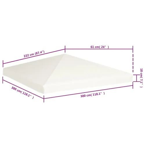 Zamjenski krov za sjenicu - Pokrov za sjenicu 310 g/m² 3 x 3 m krem-bijeli - Krem bijela Cijena