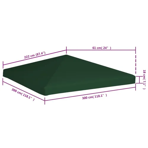 Zamjenski krov za sjenicu - Pokrov za sjenicu 310 g/m² 3 x 3 m zeleni - Zelena Cijena