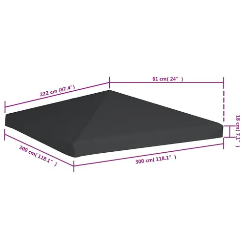 Zamjenski krov za sjenicu - Pokrov za sjenicu 310 g/m² 3 x 3 m sivi - Siva Cijena