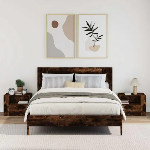 Zidni noćni ormarići 2 kom boja dimljenog hrasta 45x30x35 cm - Dimljeni hrast 2 Cijena