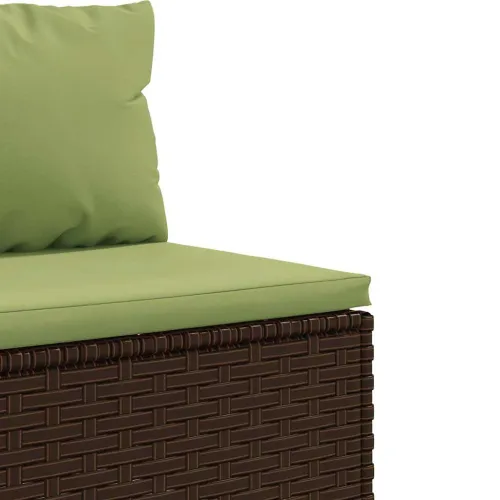 Vrtna garnitura - 5-dijelni set vrtnih sofa s jastucima poliratan smeđi - Smeđe-zelena 4 Cijena