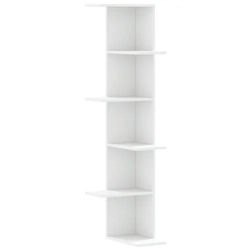 Kutna zidna polica bijela 36,5x36,5x140 cm konstruirano drvo - Bijela 1 1 Bijela Cijena