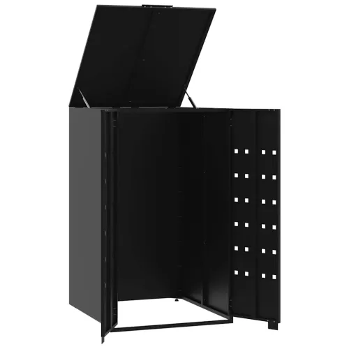 Spremište za jednu kantu za otpad crno 69 x 79 x 117 cm čelično - Crna 1 poklopac s plinskim podizanjem Cijena