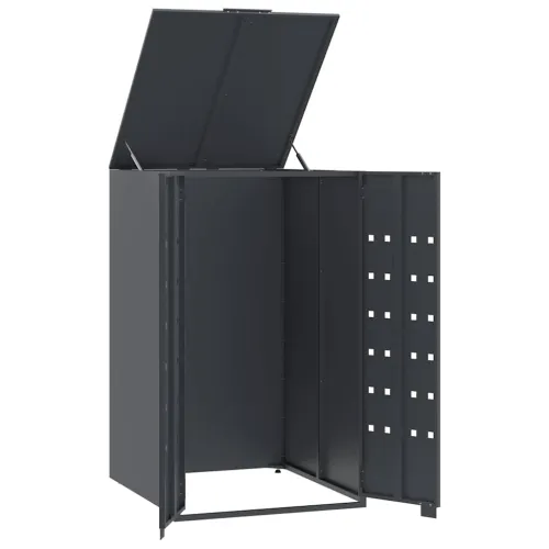 Spremnik za kantu za jednu kantu na kotačiće antracit boje 69x79x117 cm čelik - Antracit 1 poklopac s plinskim podizanjem Cijena