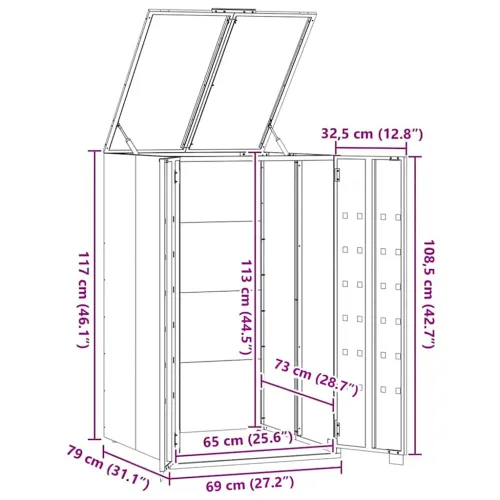 Spremnik za kantu za jednu kantu na kotačiće antracit boje 69x79x117 cm čelik - Antracit 1 poklopac s plinskim podizanjem Cijena
