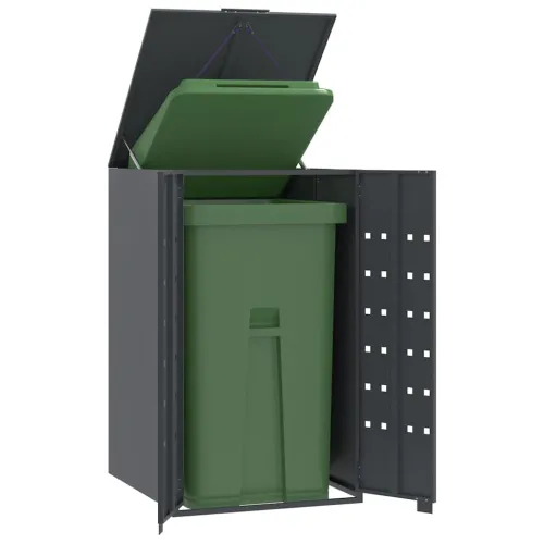 Spremnik za kantu za jednu kantu na kotačiće antracit boje 69x79x117 cm čelik - Antracit poklopac s plinskim podizanjem 1 1 Cijena