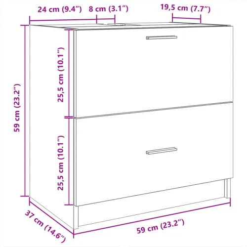 Ormarić za Lavabo - Umivaonik boja hrasta sonome 59 x 37 x 59 cm drveni - Sivi hrast sonoma 59 x 37 x 59 cm Cijena