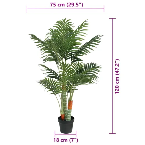 Umjetna palma s 3 debla zelena 120 cm PP - 120 cm Cijena
