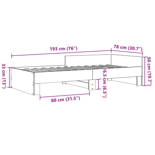 Okvir kreveta bez madraca dimljena boja hrasta 75x190 cm drveni - Dimljeni hrast 75 x 190 cm Dimljeni hrast 75 x 190 cm Cijena