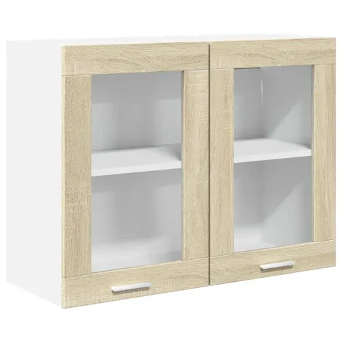 Viseći stakleni ormarić “Lyon” hrast Sonoma 80x31x60 cm Konstruirano drvo - sonoma hrast 1 1x viseći stakleni ormarić (2 vrata)  Cijena