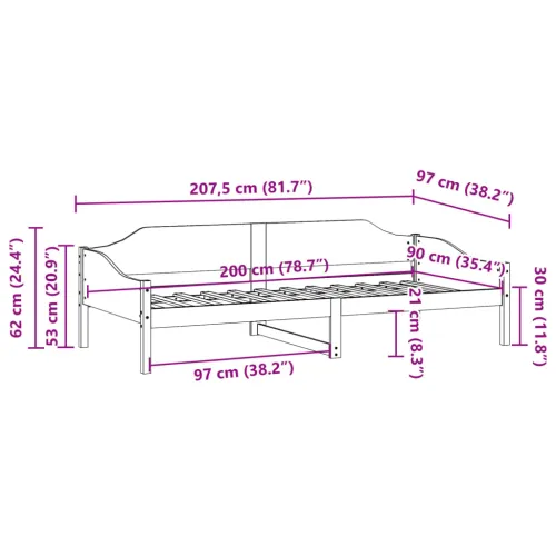 Okvir kreveta bez madraca 90 x 200 cm od masivne borovine - Prirodna 90 x 200 cm Prirodna 90 x 200 cm Cijena