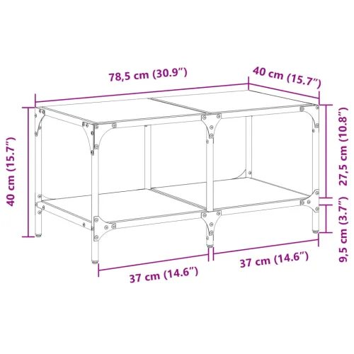 Stolić za kavu s crnom staklenom površinom 78,5x40x40 cm čelik - crno staklo 78.5 x 40 x 40 cm 1 Crno staklo Cijena