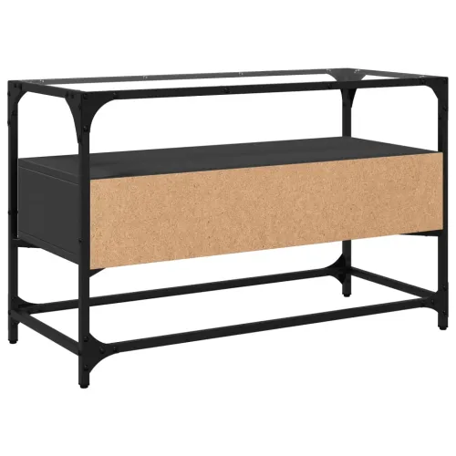 TV ormarić sa staklenom površinom crni 80x35x51 cm drveni - Crna 1 80 cm Crna Cijena