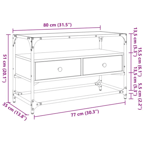 TV ormarić sa staklenom površinom crni 80x35x51 cm drveni - Crna 1 80 cm Crna Cijena